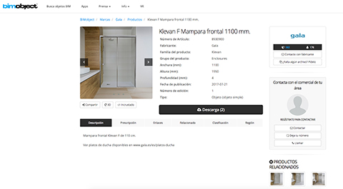 Catálogo BIMOBJECT de Gala, al servicio del profesional en el diseño del baño